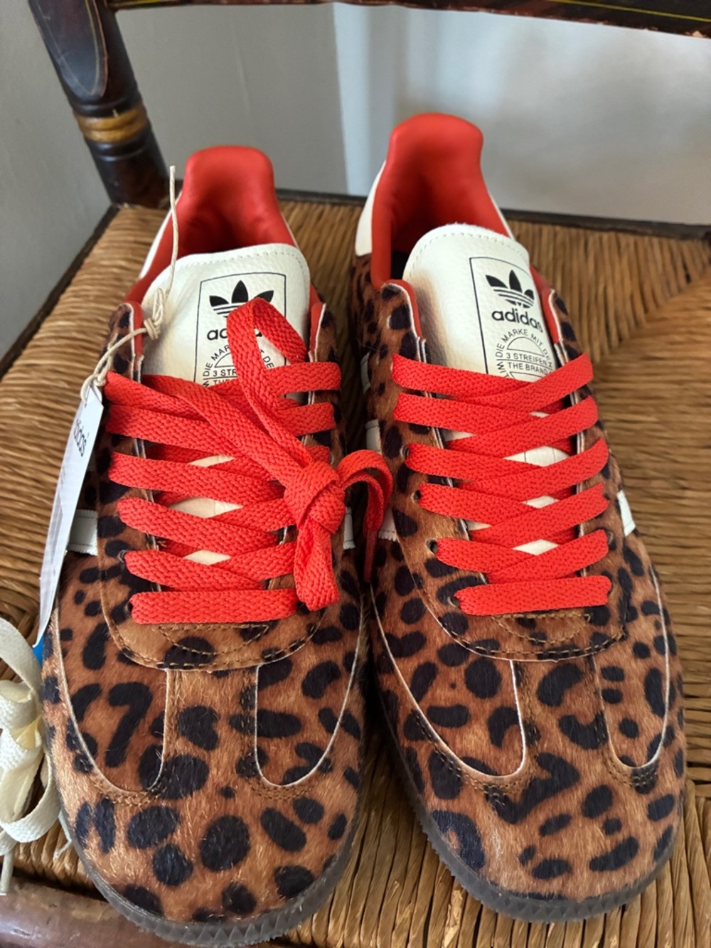 NWT adidas Leopard Print Samba Sneakers with Red Laces - Picture 3 of 6